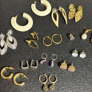 Bundle 14 Pairs Fashion Earrings Lot Gold Silver Pearl Rhinestone